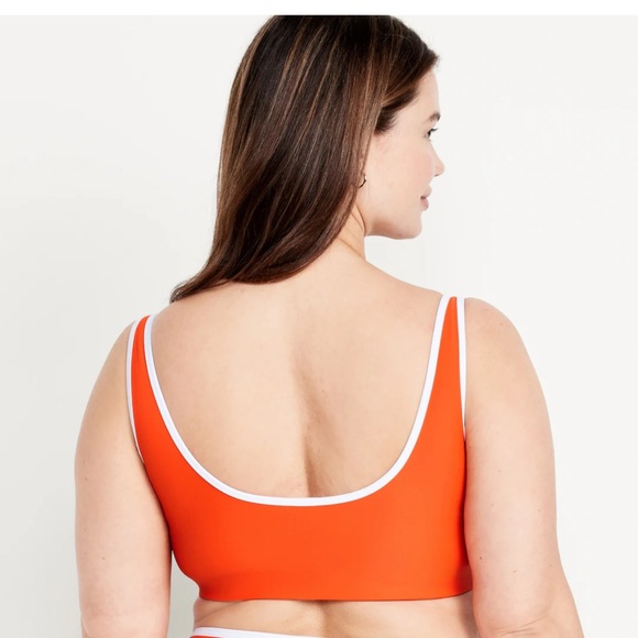 NWT OLD NAVY Zip-Front Bikini Swim Top Color: Warm Sunset - Picture 7 of 9